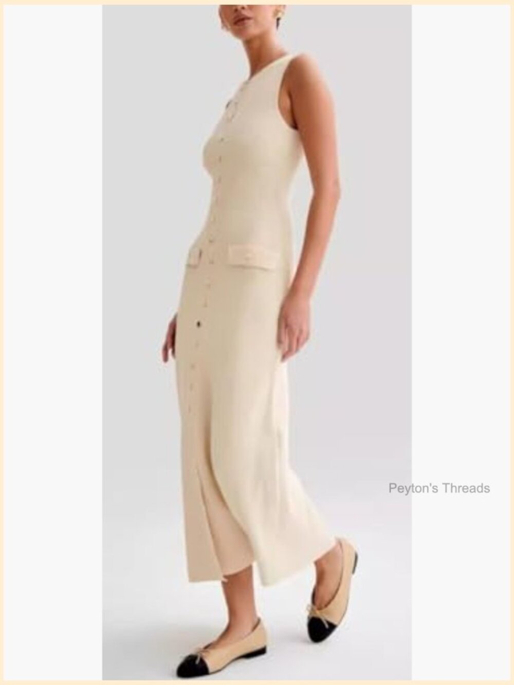 Sleeveless Knit Maxi Dress with Slit, Bodycon Fit - Picture 4 of 7
